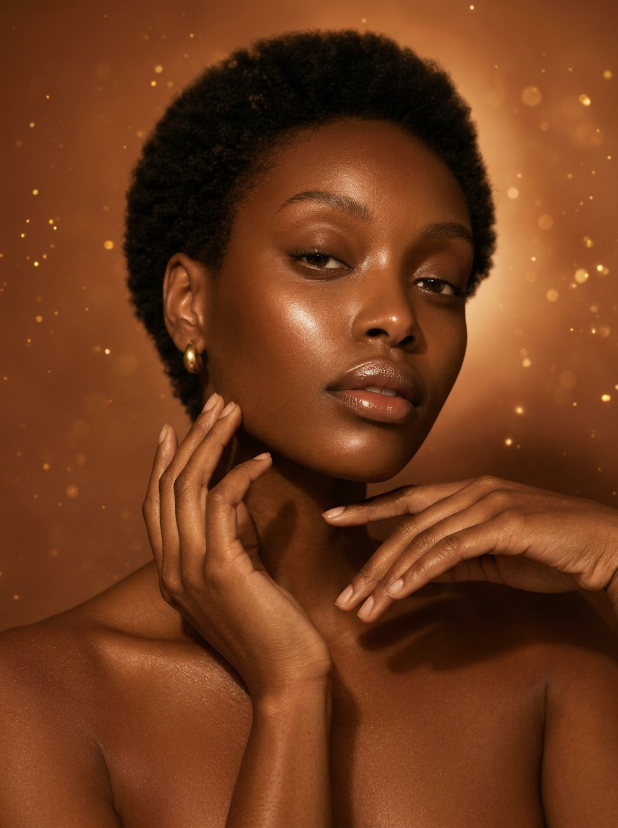 Model with radiant melanin rich glow